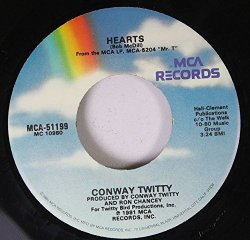 CONWAY TWITTY 45 RPM HEARTS / RED NECKIN' LOVE MAKIN' NIGHT