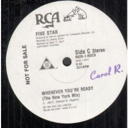 5 STAR - WHENEVER YOU'RE READY 12" SINGLE US RCA 1987 2 TRACK NEW YORK MIX PRO B/W CRAZY DUB JAMMY (66281RDCD)